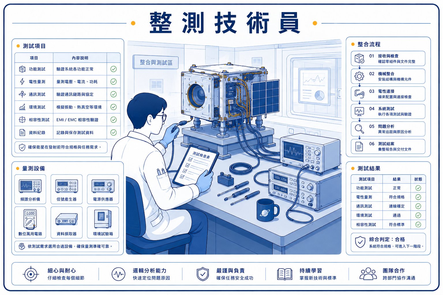 整測技術員的工作情境插畫