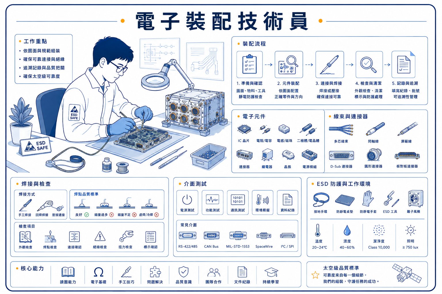 電子裝配技術員的工作情境插畫