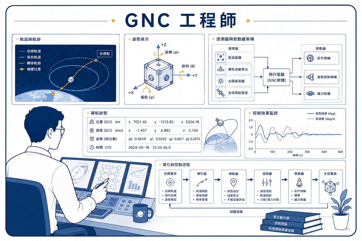 GNC 工程師的工作情境插畫