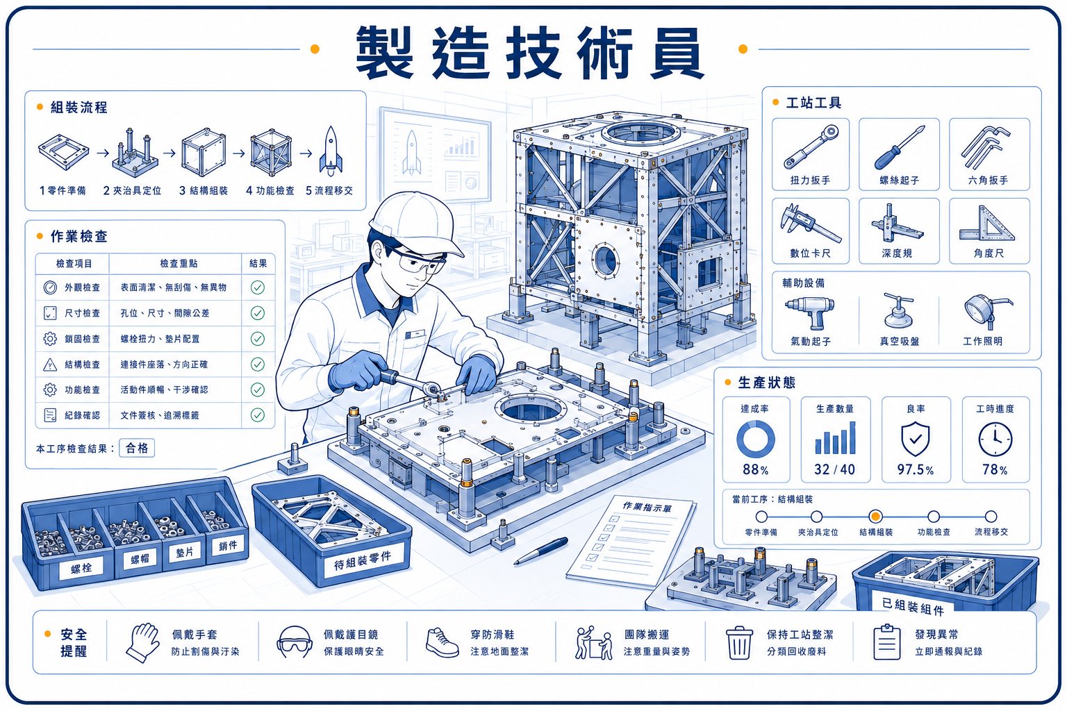 製造技術員的工作情境插畫