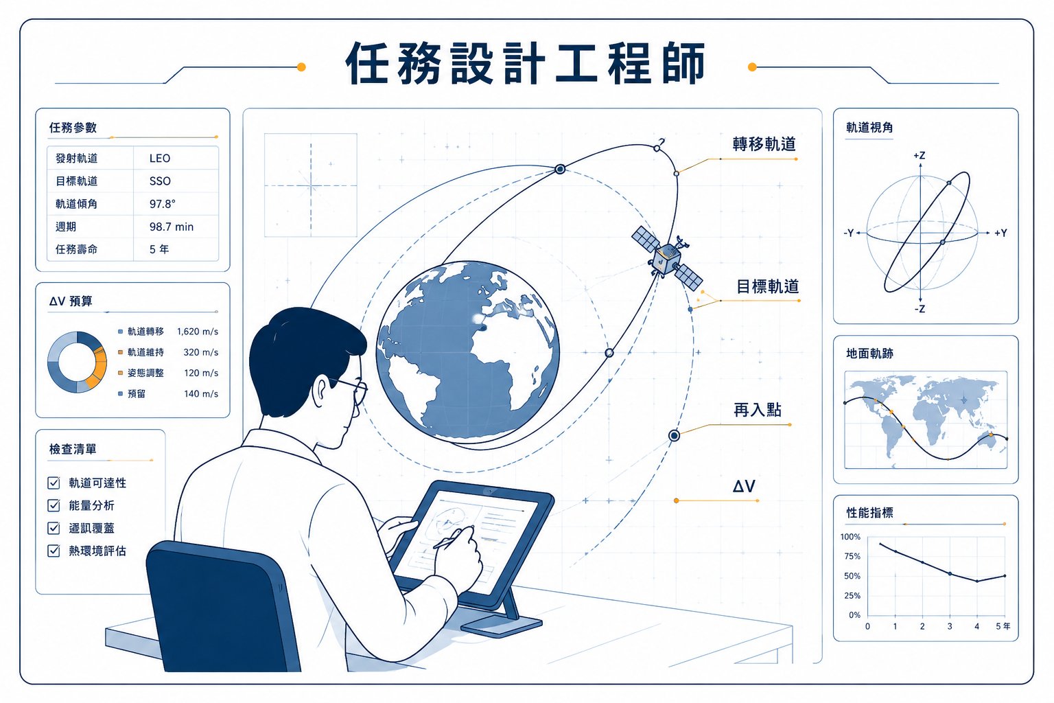 任務設計工程師的工作情境插畫