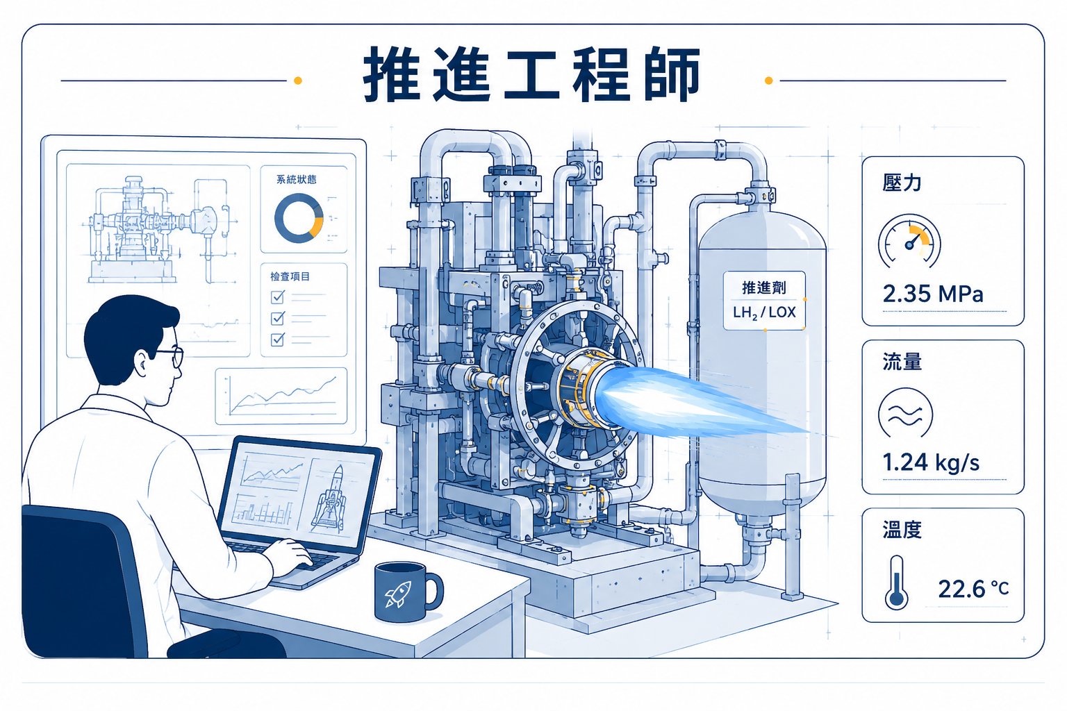 推進工程師的工作情境插畫